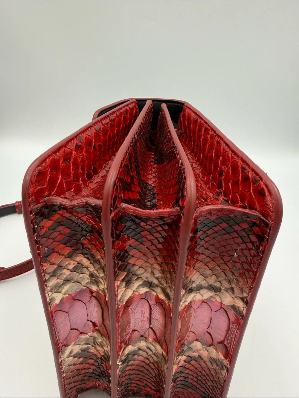 Bvlgari Serpenti Forever Mini Red and Gold Python-Pattern Top Handle Satchel